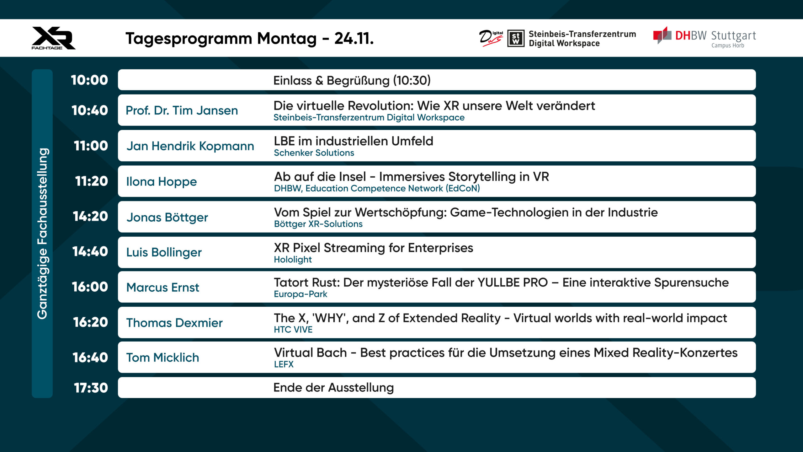 Tagesprogramm Montag